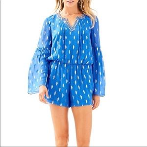 Lily Pulitzer Blue and Gold Romper